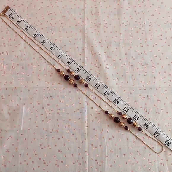 Purple Faceted Gold Bead Chain Necklace - Picture 2 of 7